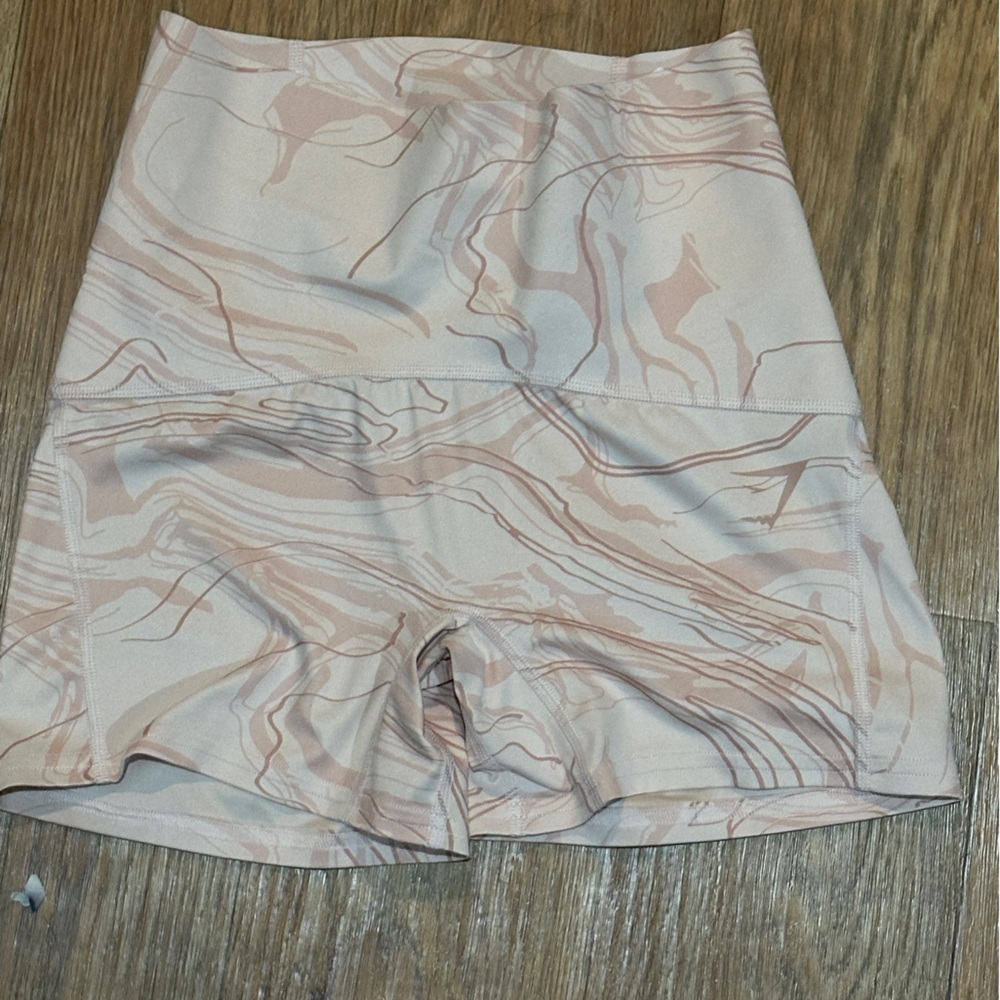 Gymshark Pink and Cream Patterned Shorts